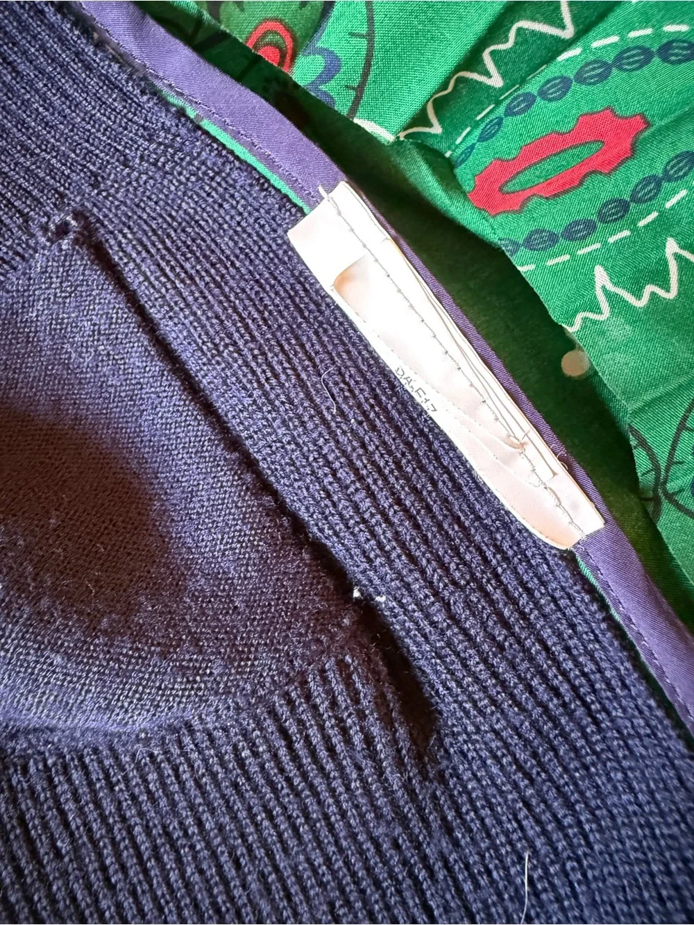 Sacai Navy Cardigan with Emerald Green Accents